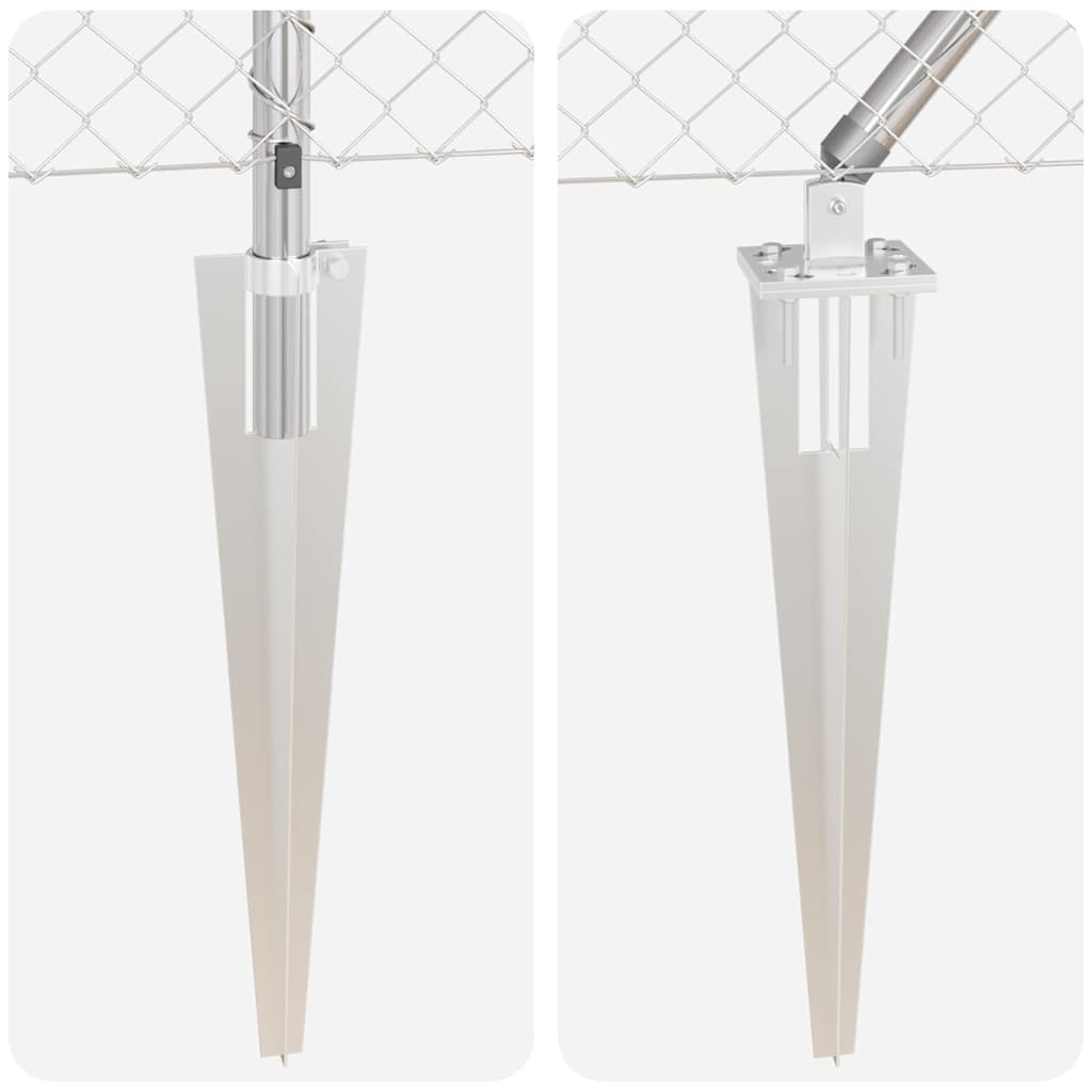 Kettengliedzaun mit Pfosten Silber 1,5 x 10 m Stahl